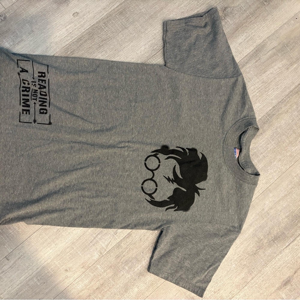 Hanes Heather Gray Tee with Black Design